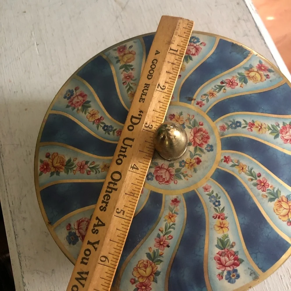 Vintage Round Floral Tin Made in Belgium